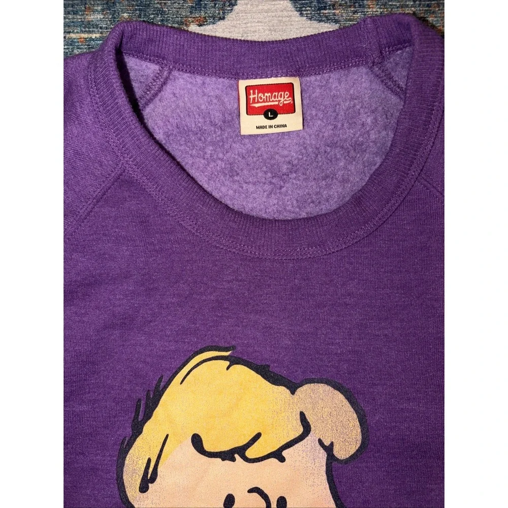 Homage Crewneck Sweatshirt Peanuts Schroeder Purple Sz Large Unisex